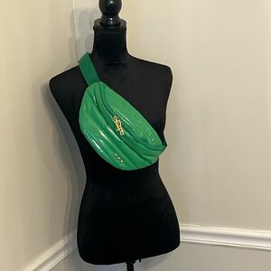 Pretty Simple Patent Green Quilted Crossbody Bag